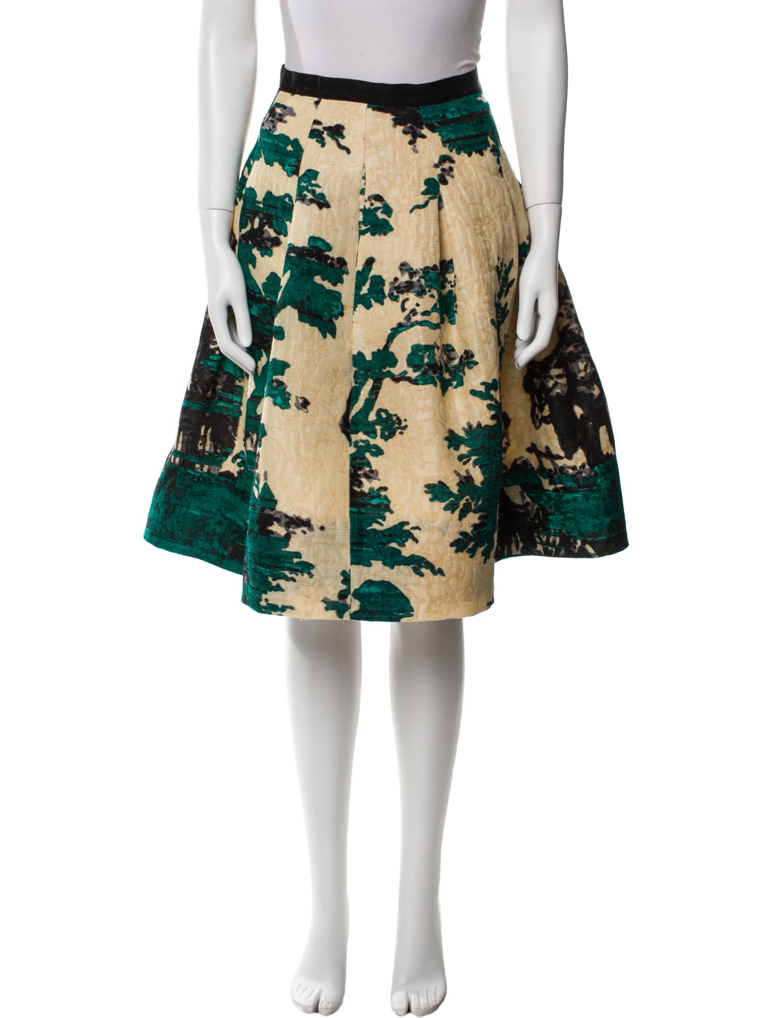 Oscar de la Renta Silk Midi Length Skirt