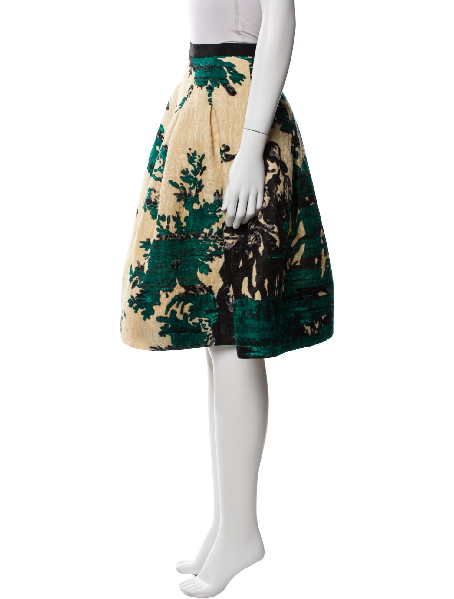 Oscar de la Renta Silk Midi Length Skirt