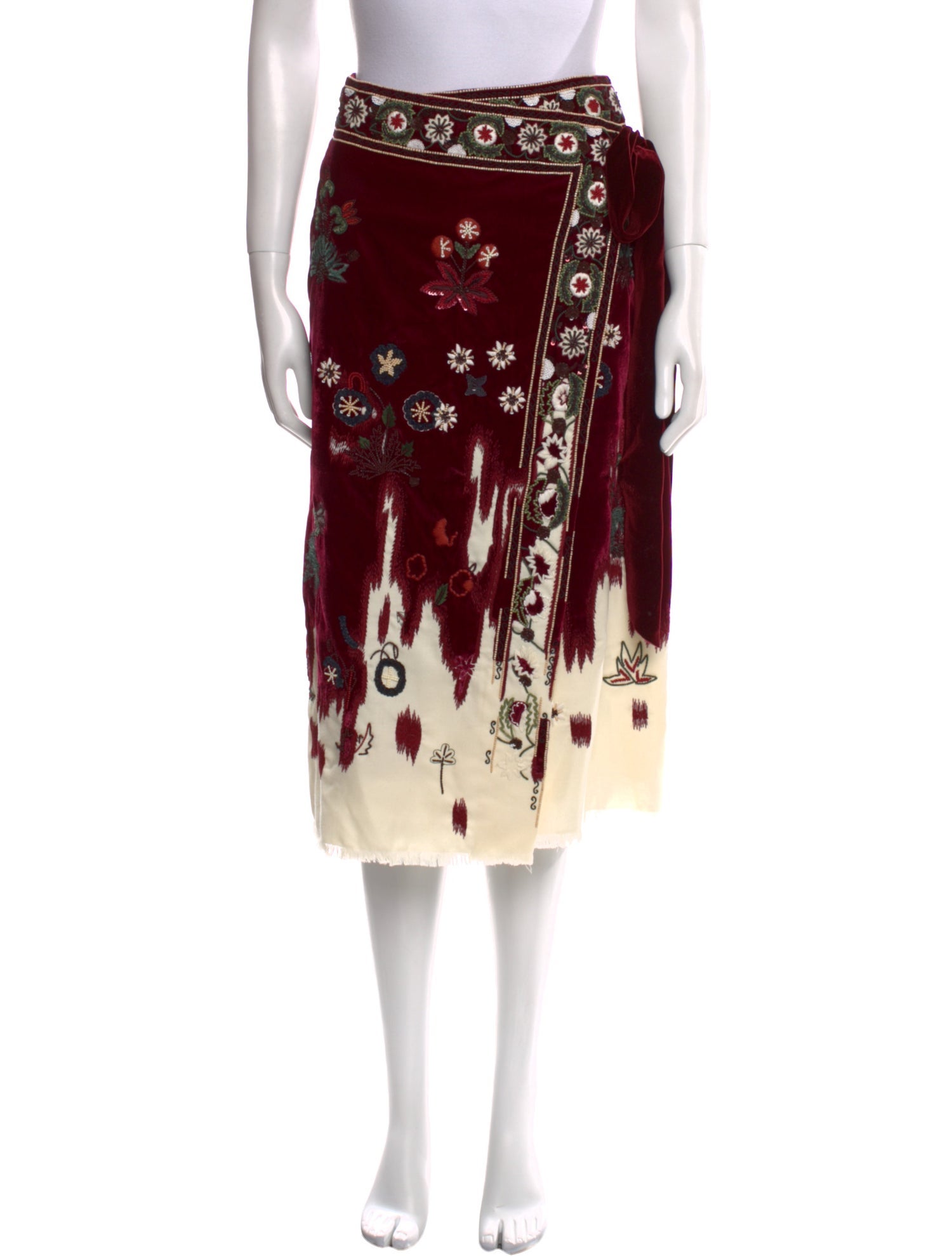 Oscar de la Renta Floral Print Midi Length Skirt