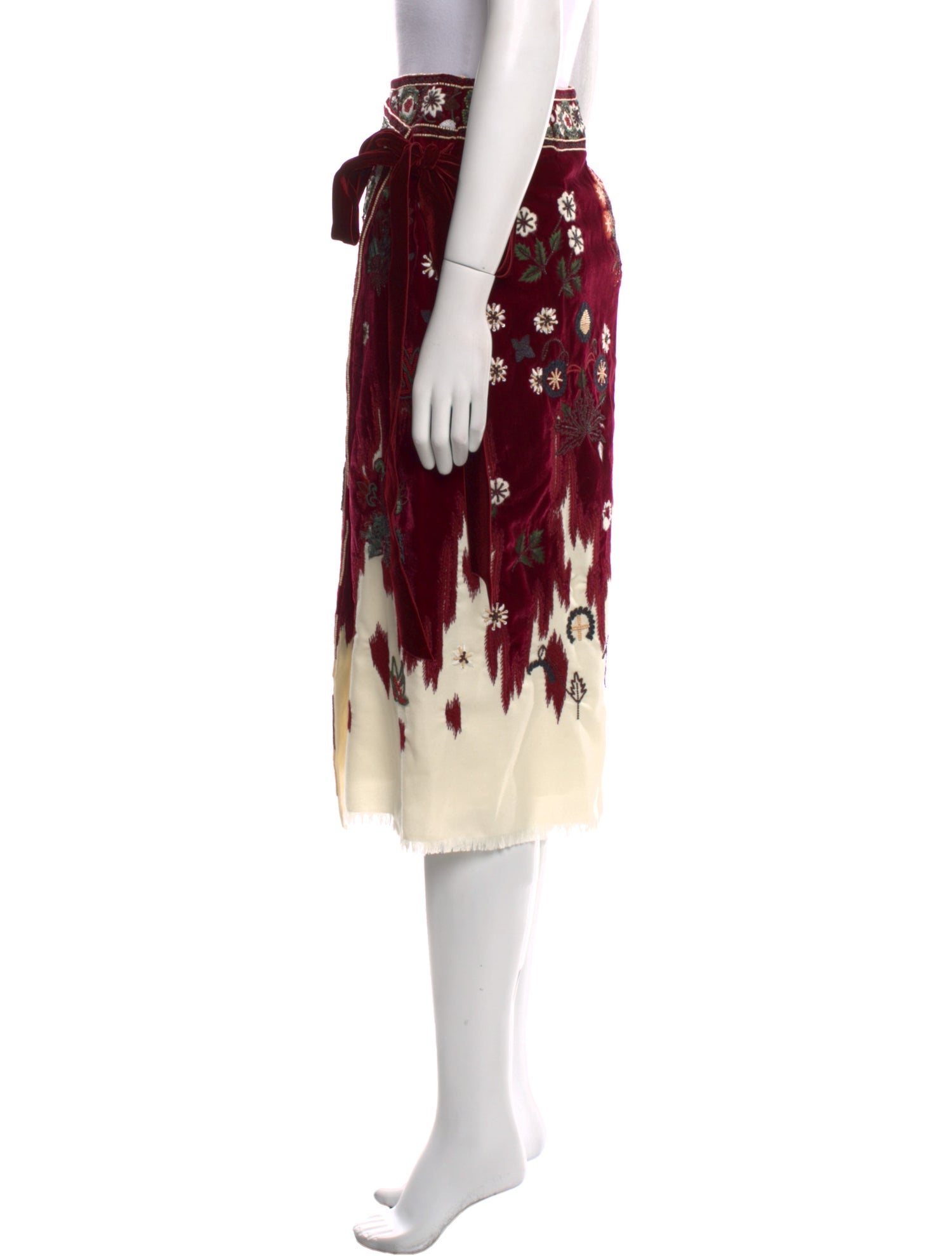 Oscar de la Renta Floral Print Midi Length Skirt