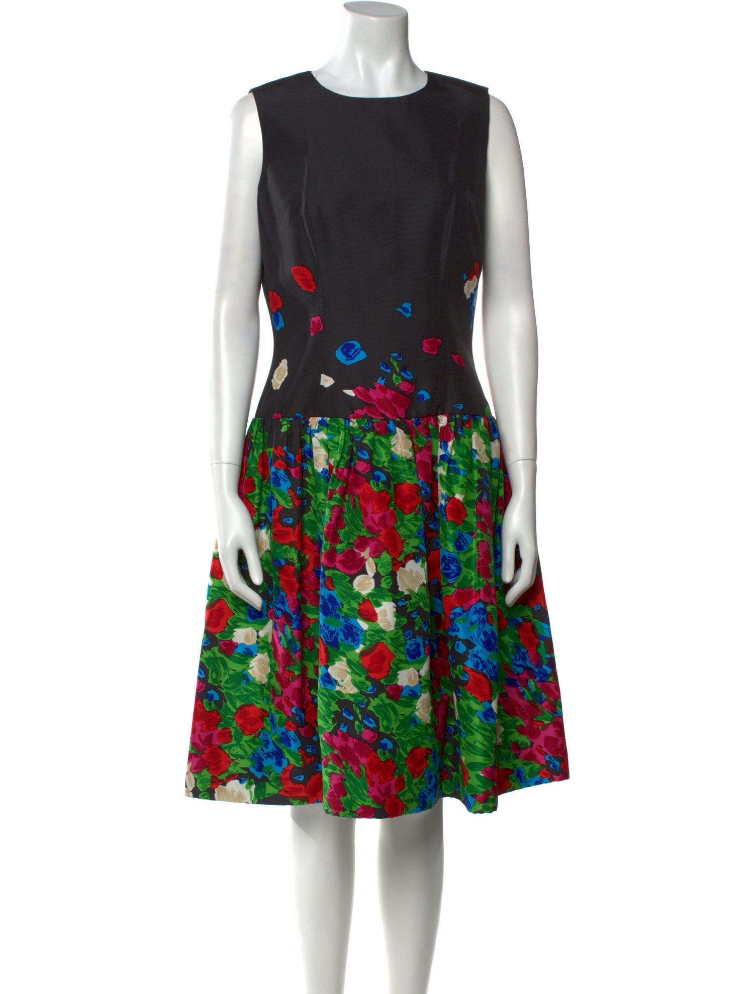 Oscar de la Renta Floral Print Knee-Length Dress