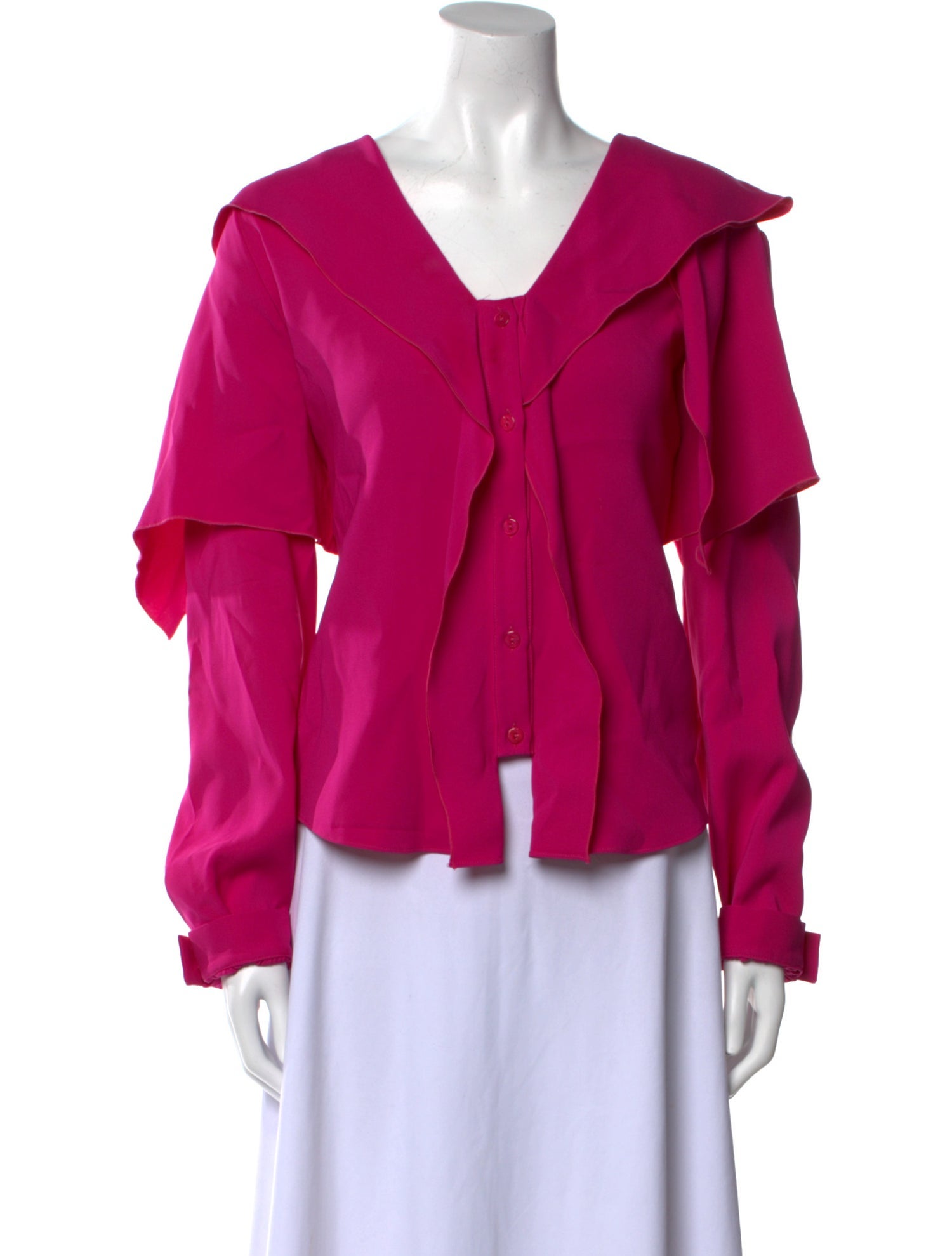 Oscar de la Renta Silk V-Neck Blouse