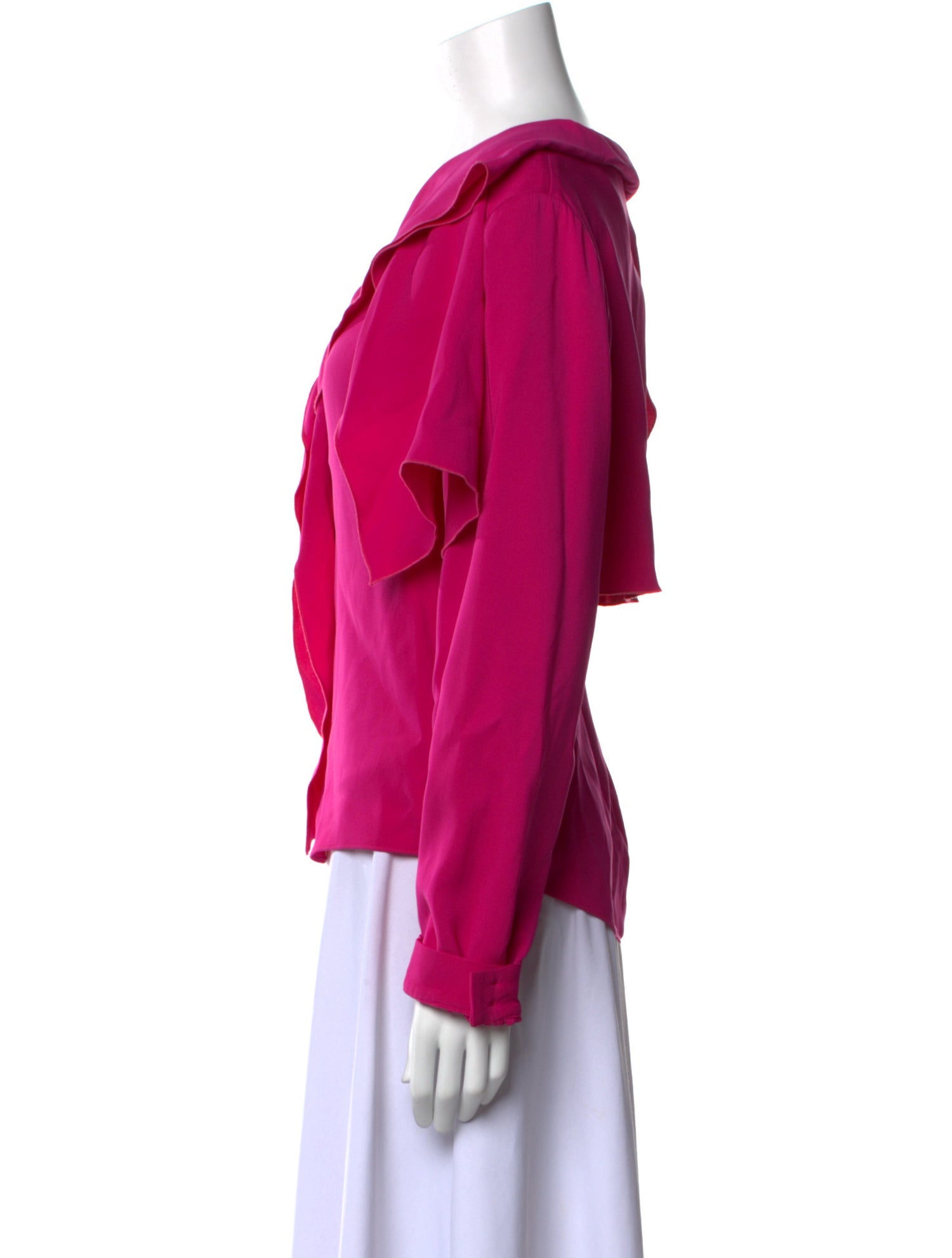 Oscar de la Renta Silk V-Neck Blouse