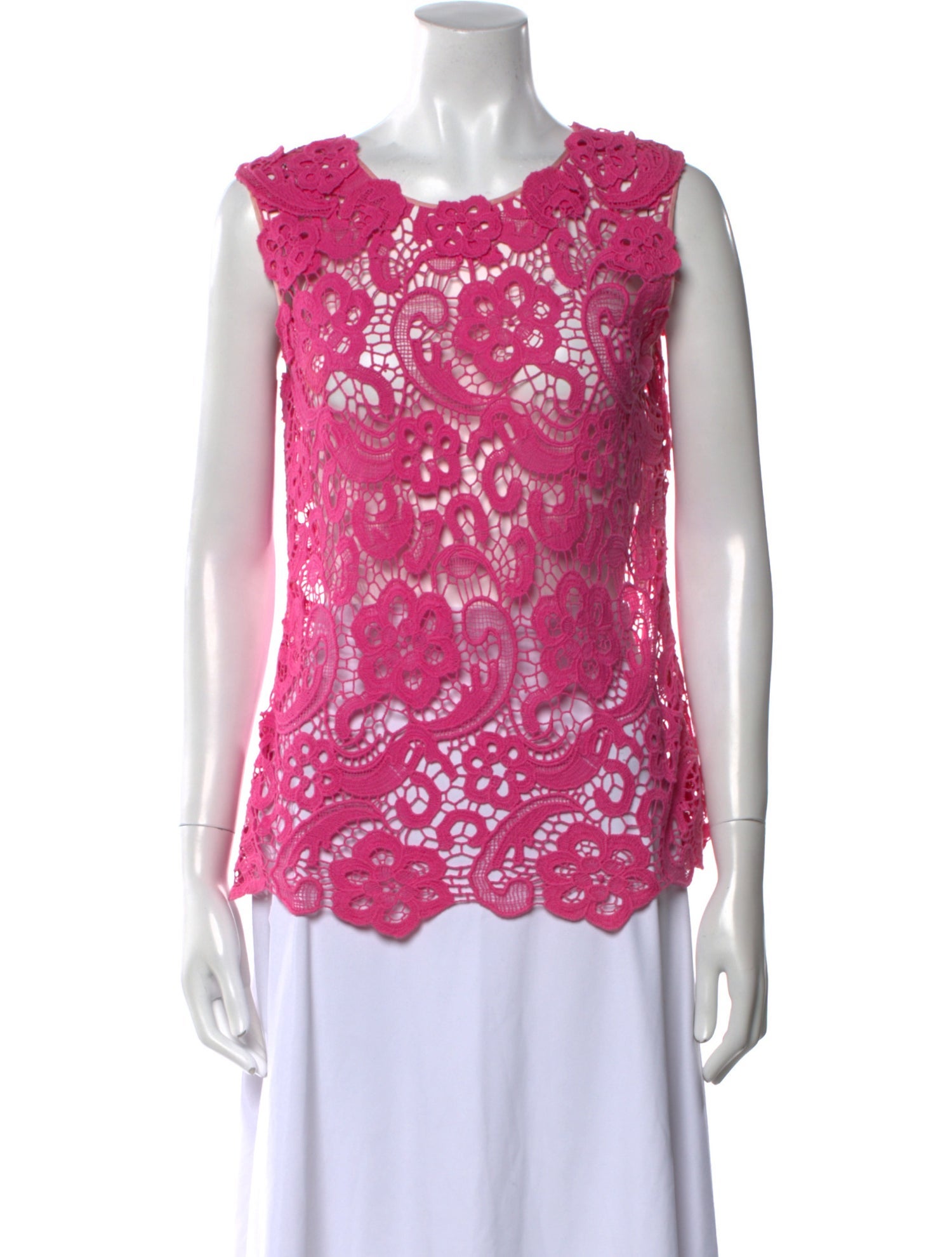 Oscar de la Renta Silk Lace Pattern Blouse