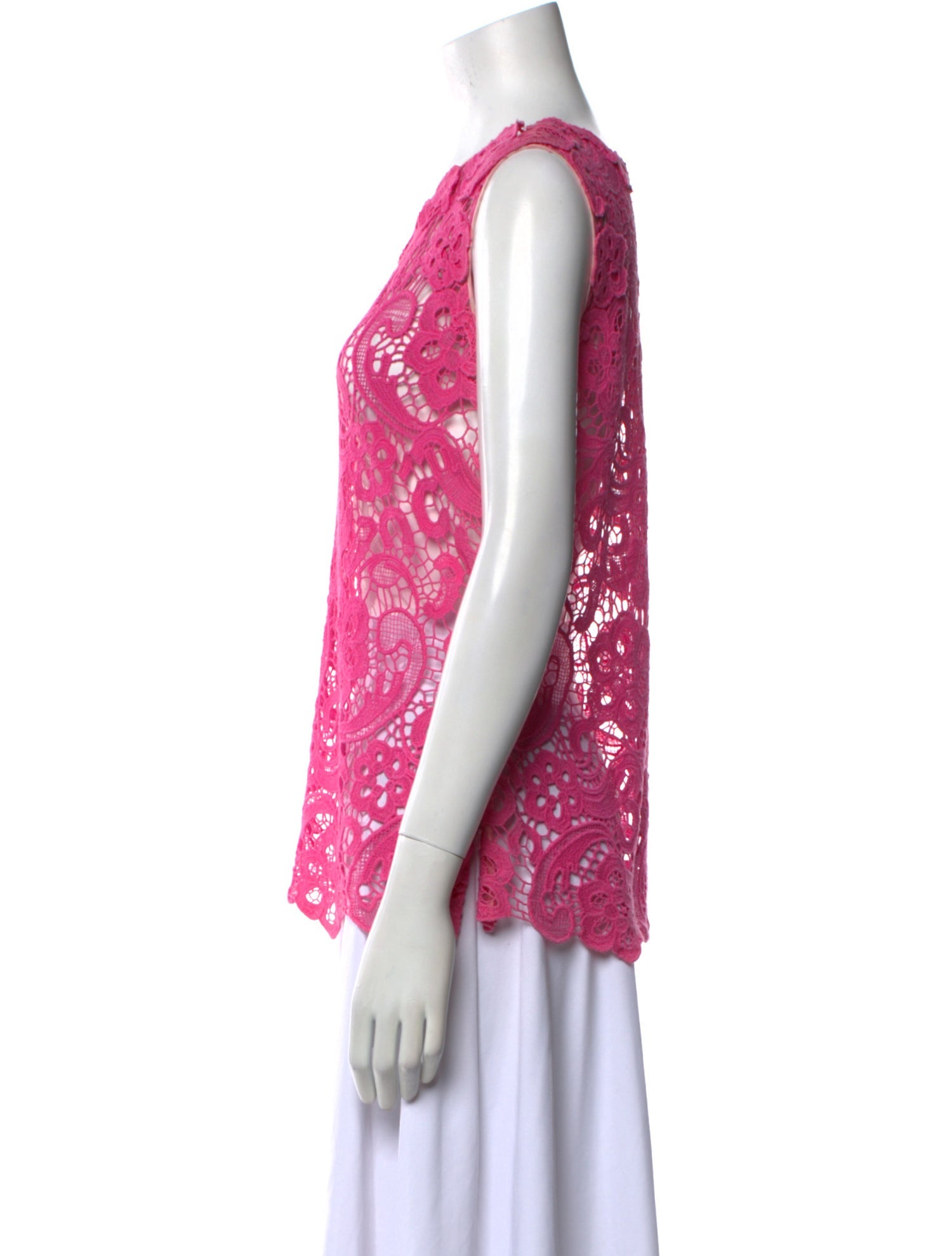 Oscar de la Renta Silk Lace Pattern Blouse