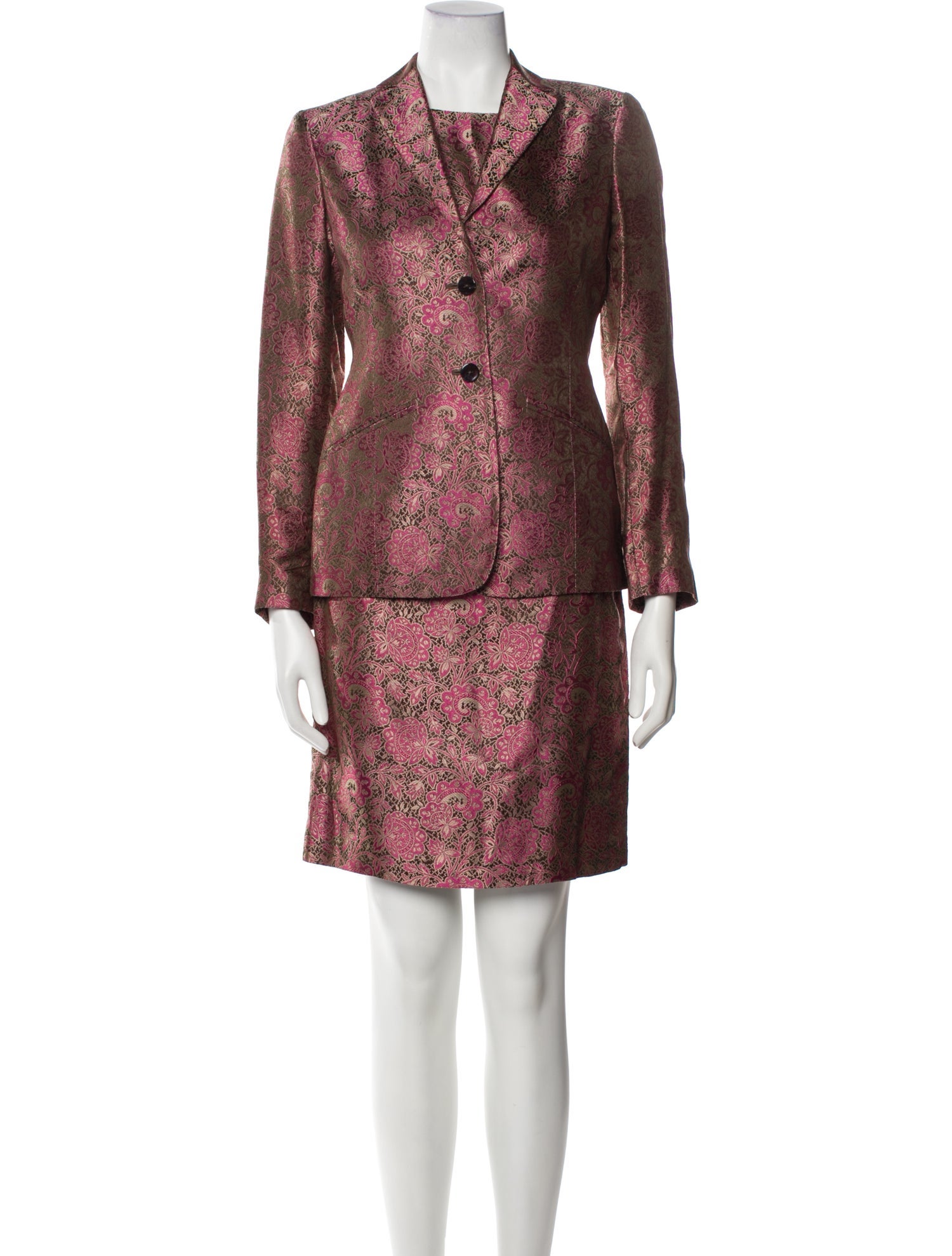 Oscar de la Renta Floral Print Dress Set