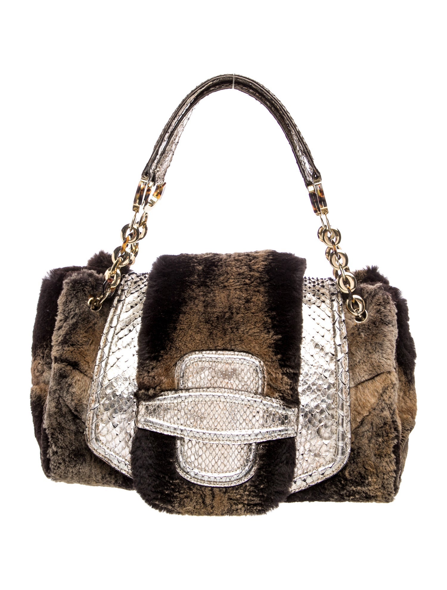 Oscar de la Renta Shearling Shoulder Bag
