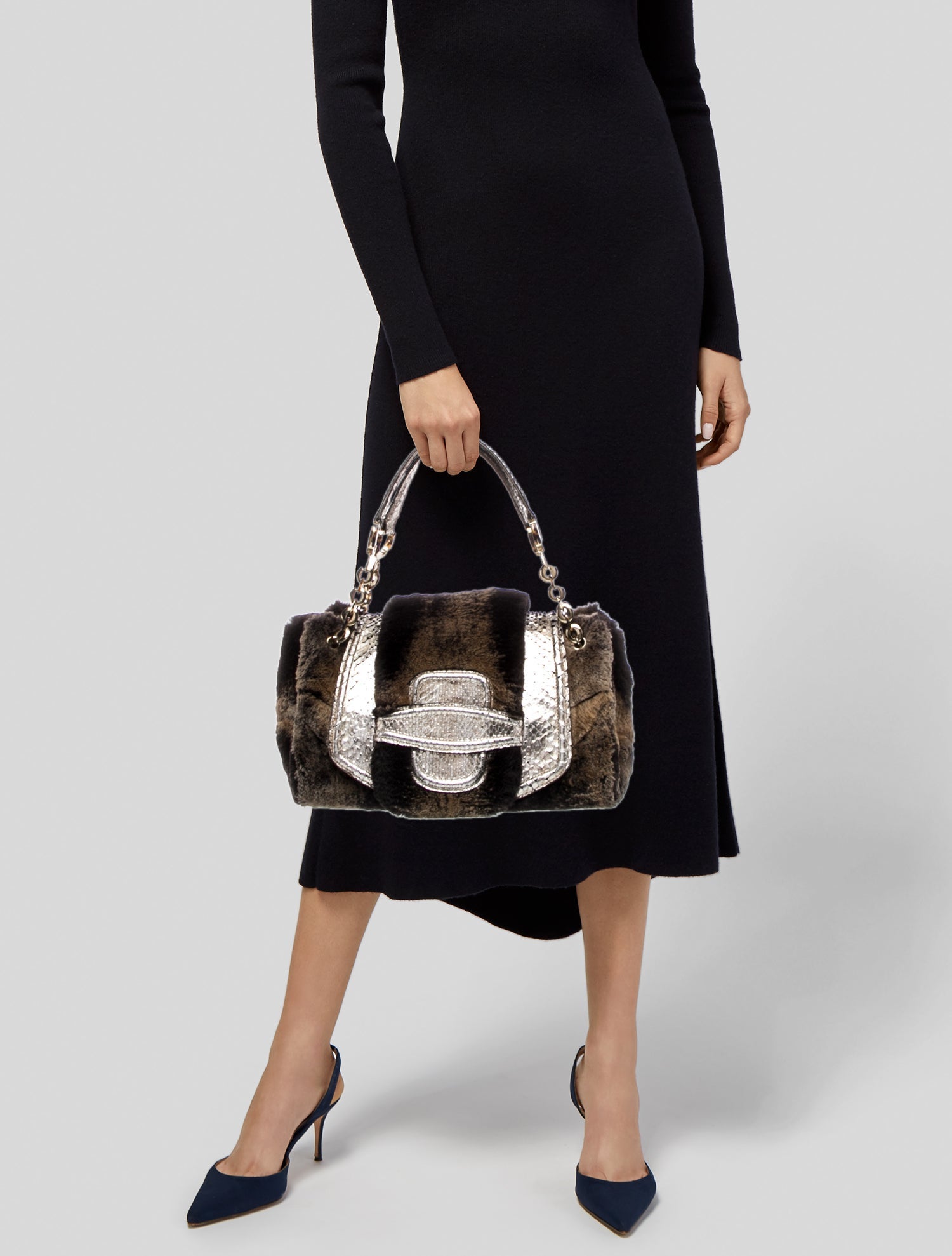 Oscar de la Renta Shearling Shoulder Bag