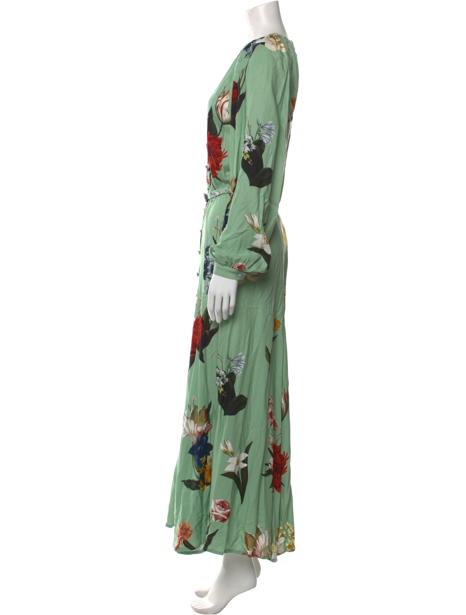 Oscar de la Renta Floral Print Long Dress