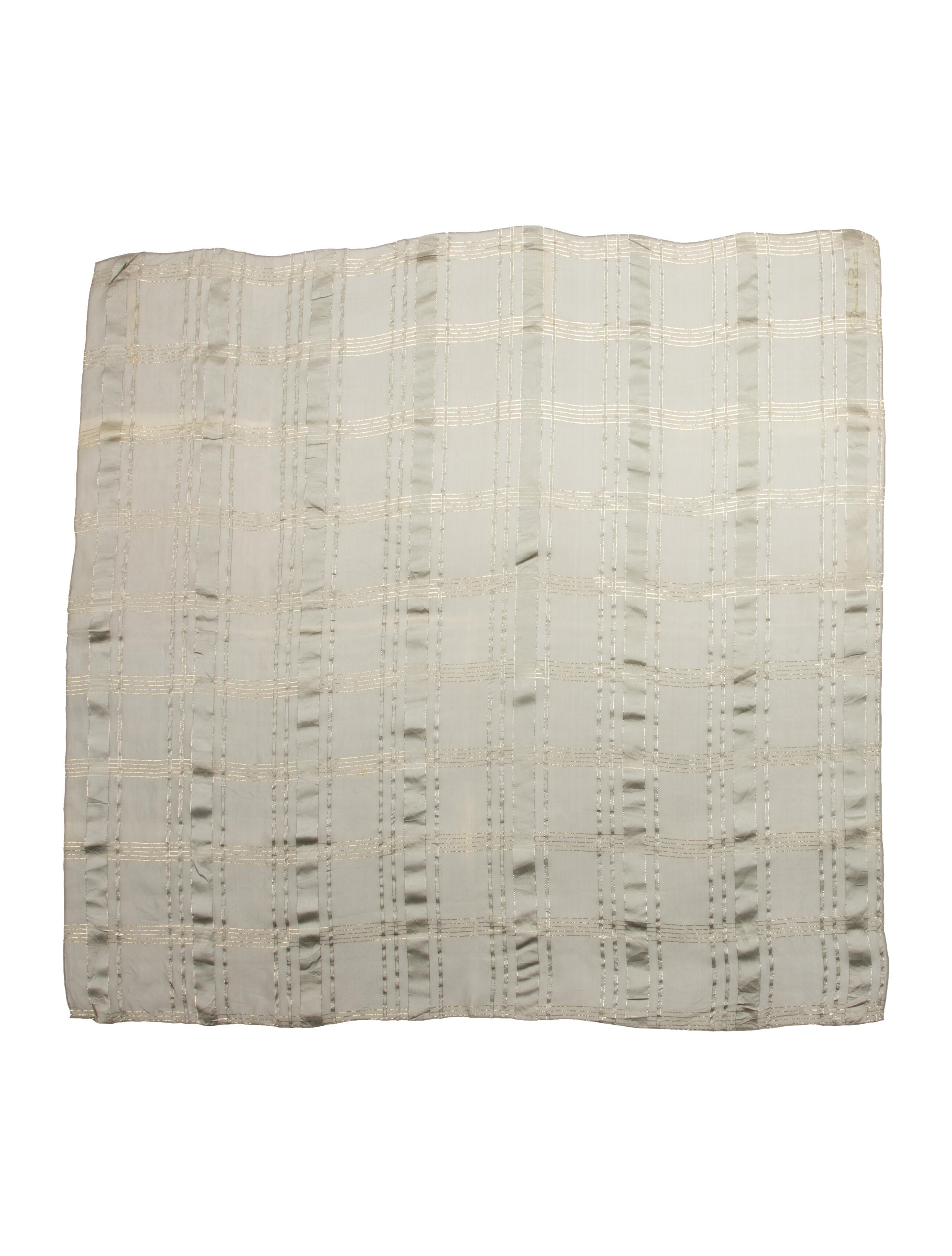 Oscar de la Renta Silk Plaid Print Scarf