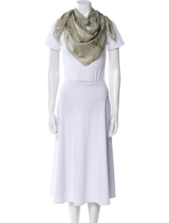 Oscar de la Renta Silk Plaid Print Scarf