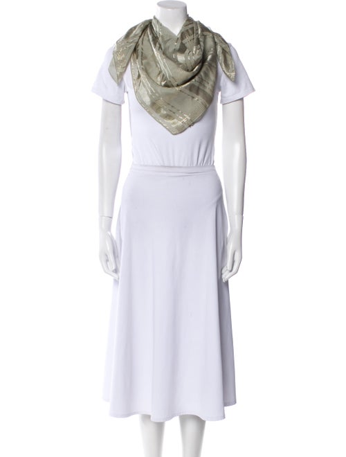 Oscar de la Renta Silk Plaid Print Scarf