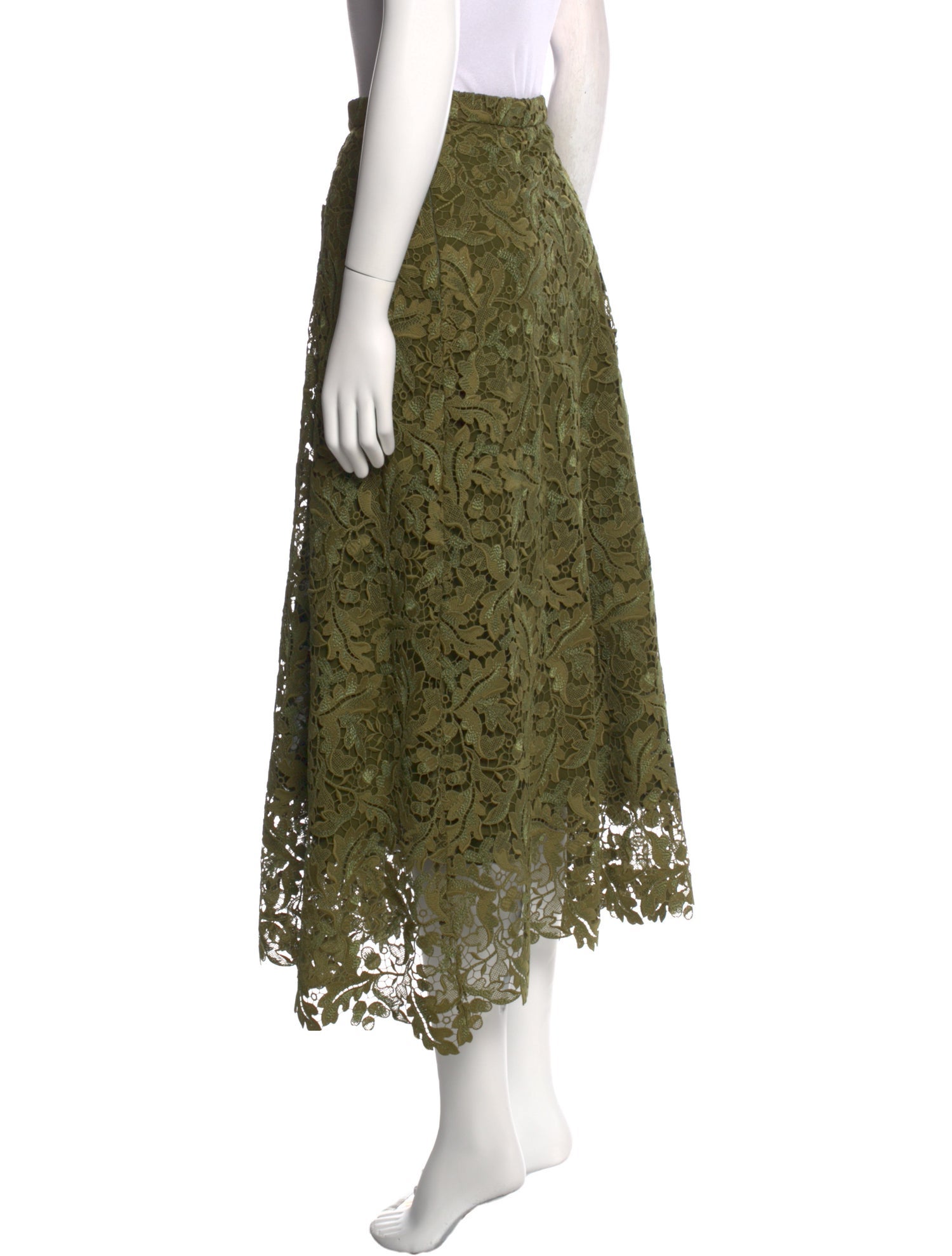 Oscar de la Renta Lace Pattern Midi Length Skirt