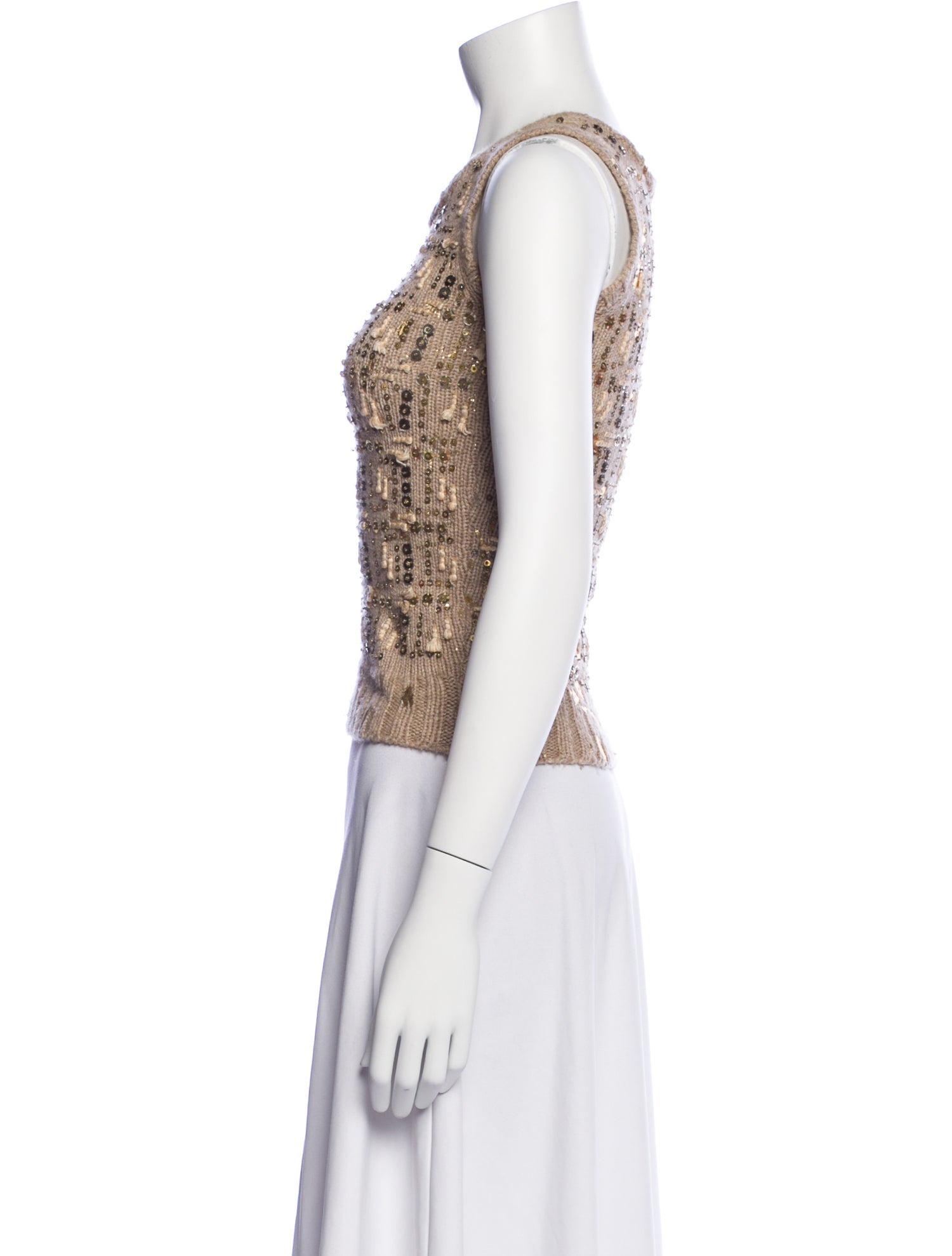 Oscar de la Renta Cashmere Printed Crop Top