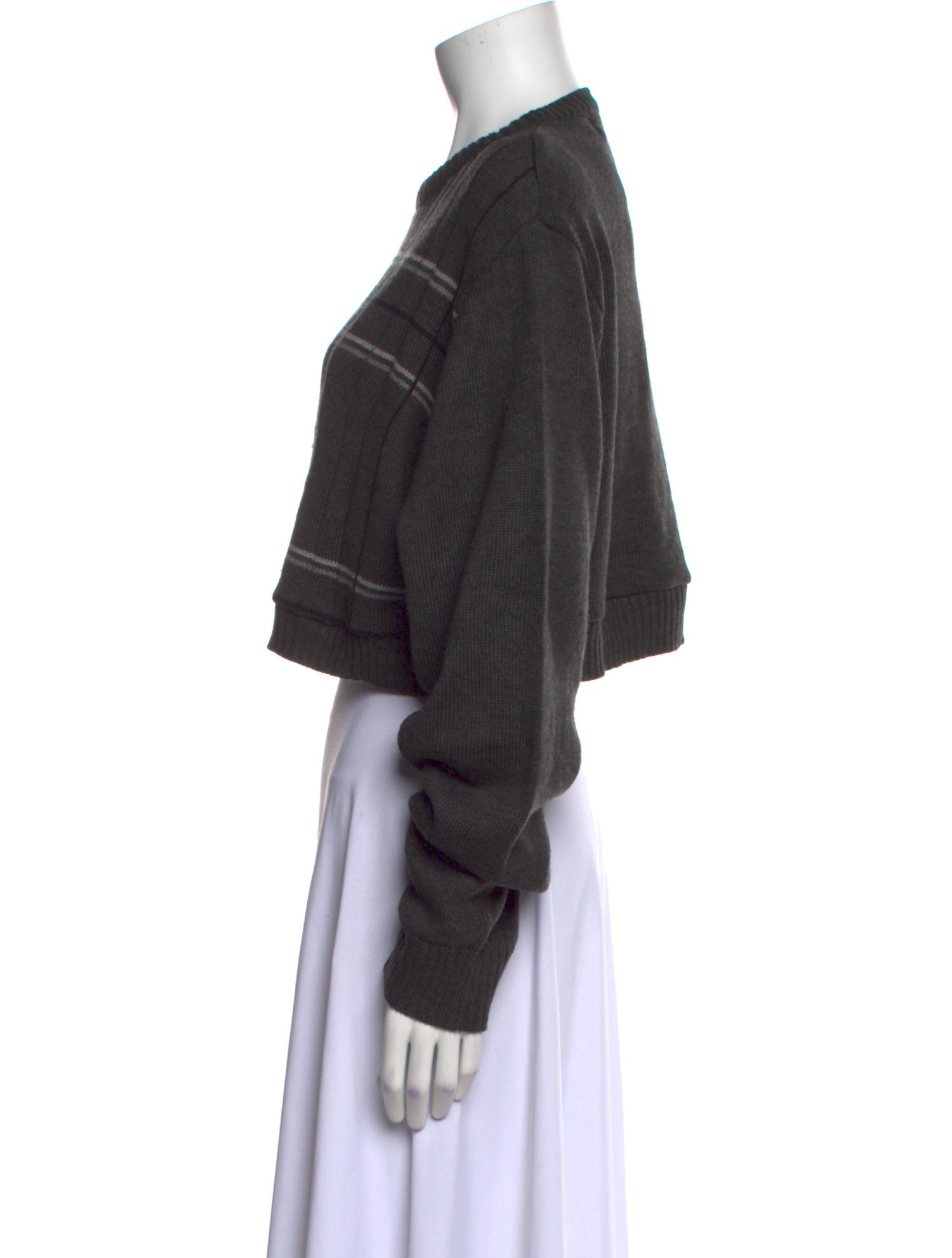 Oscar de la Renta Plaid Print Crew Neck Sweater