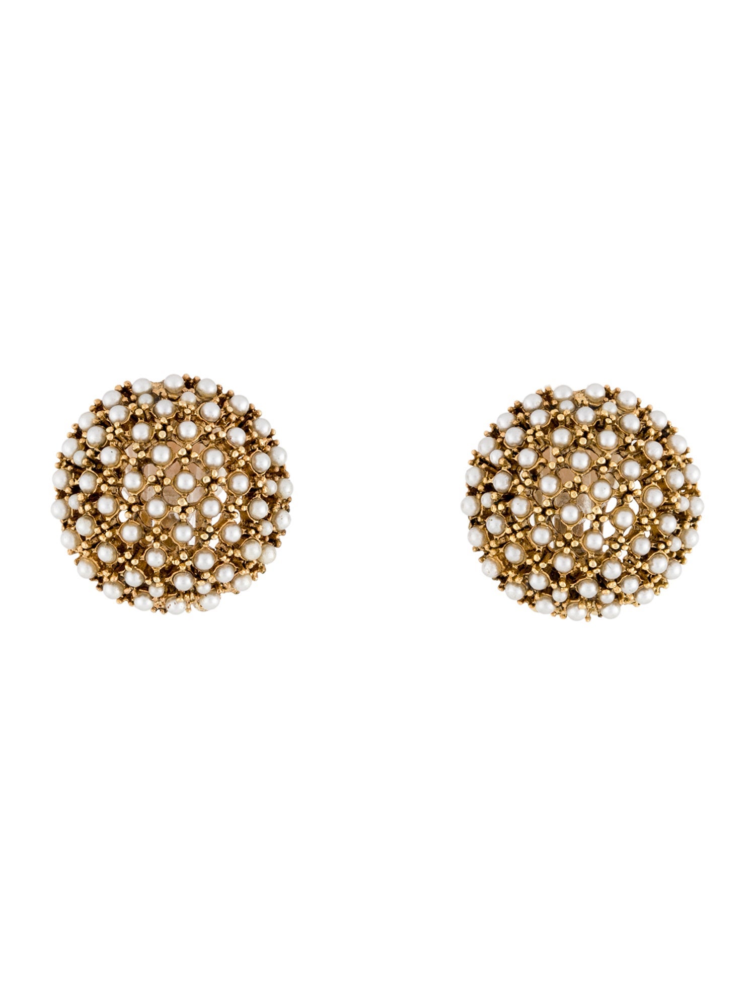 Oscar de la Renta Faux Pearl Dome Stud Clip-On Earrings