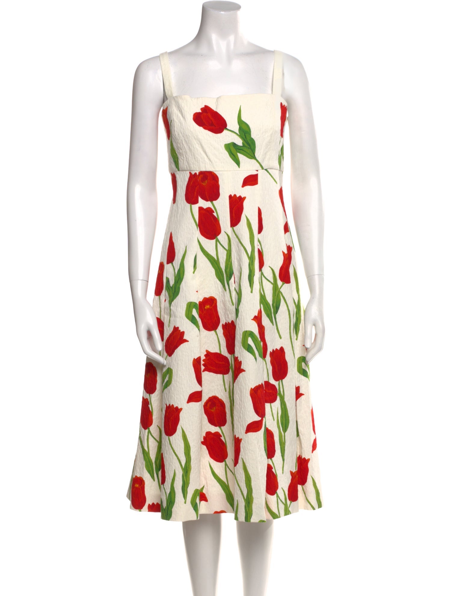 Oscar de la Renta Floral Print Knee-Length Dress