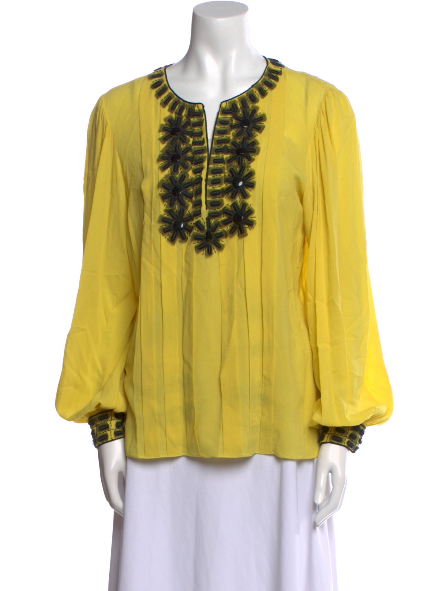 Oscar de la Renta Silk V-Neck Blouse