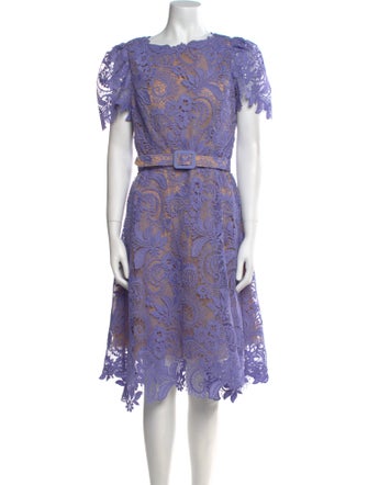 Oscar de la Renta Lace Pattern Knee-Length Dress