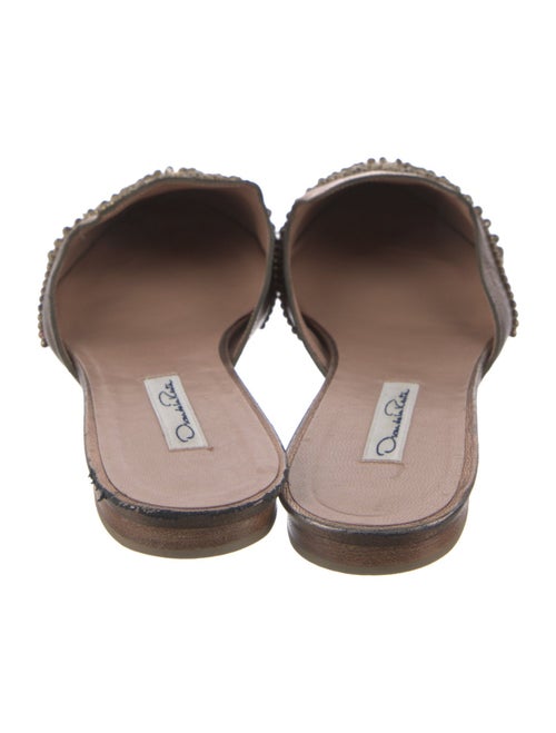 Oscar de la Renta Canvas Beaded Accents Mules