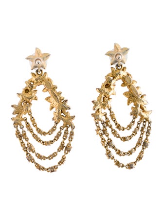 Oscar de la Renta Crystal Flower Drop Earring