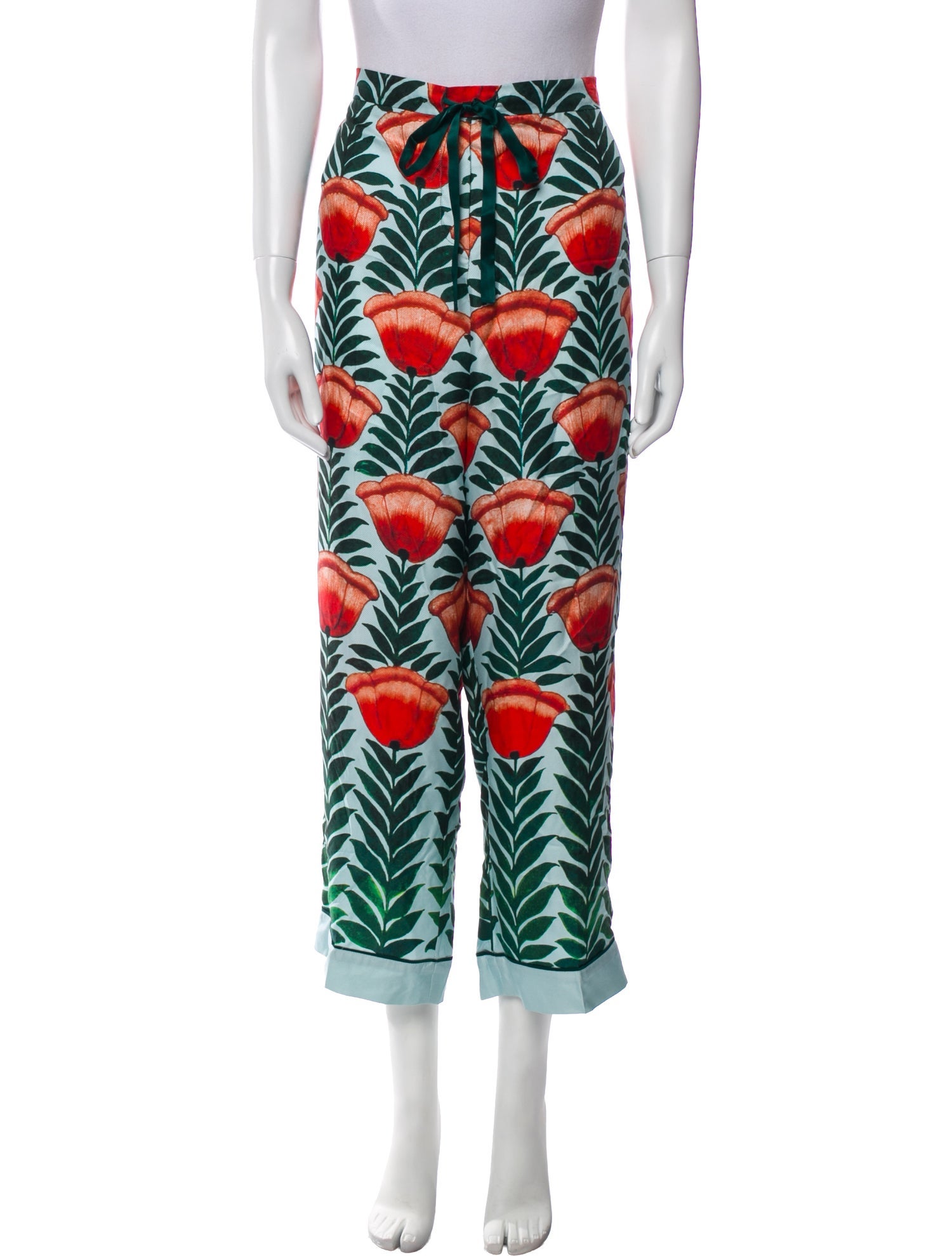 Oscar de la Renta Silk Floral Print Pajamas