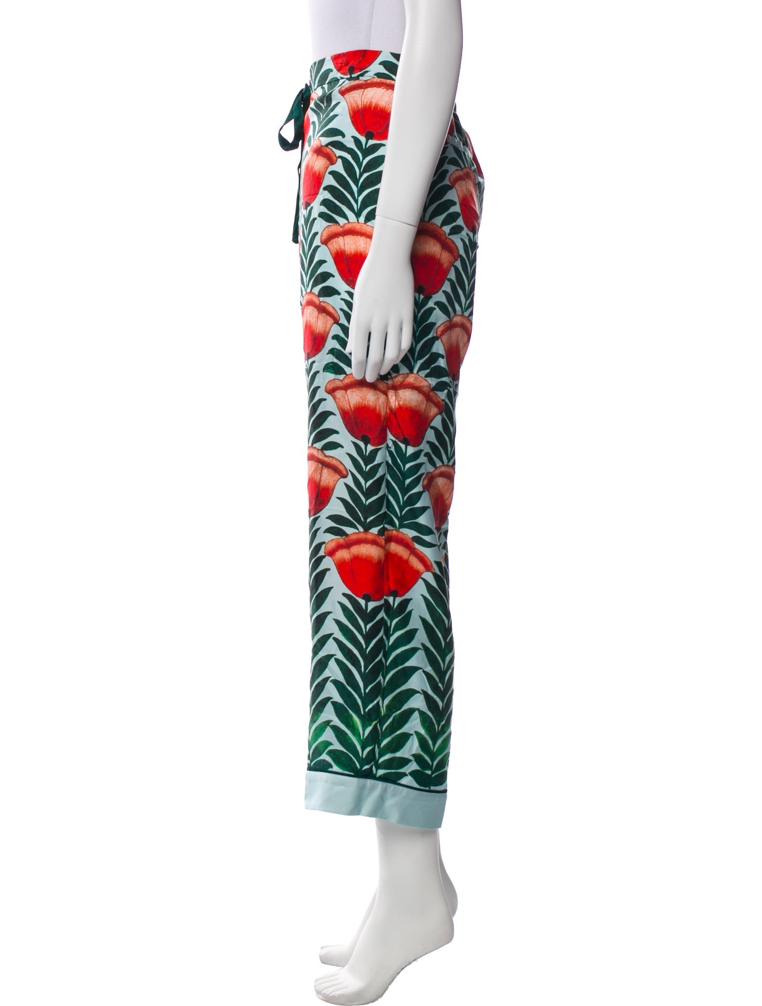 Oscar de la Renta Silk Floral Print Pajamas