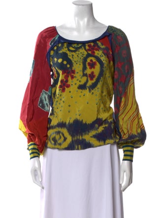 Oscar de la Renta Silk Printed Blouse