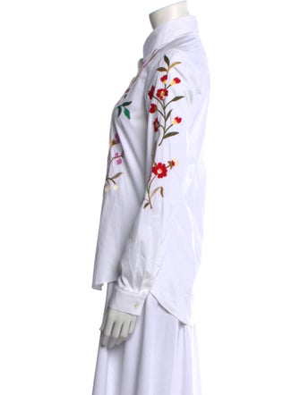 Oscar de la Renta 2015 Floral Print Button-Up Top