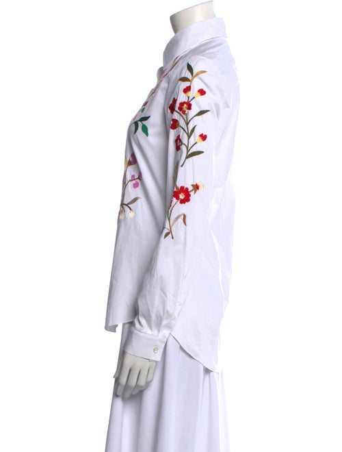 Oscar de la Renta 2015 Floral Print Button-Up Top