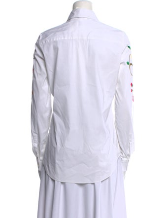 Oscar de la Renta 2015 Floral Print Button-Up Top