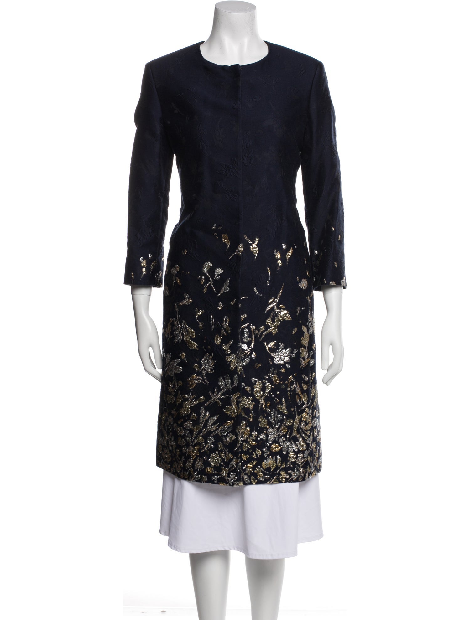 Oscar de la Renta Silk Floral Print Coat