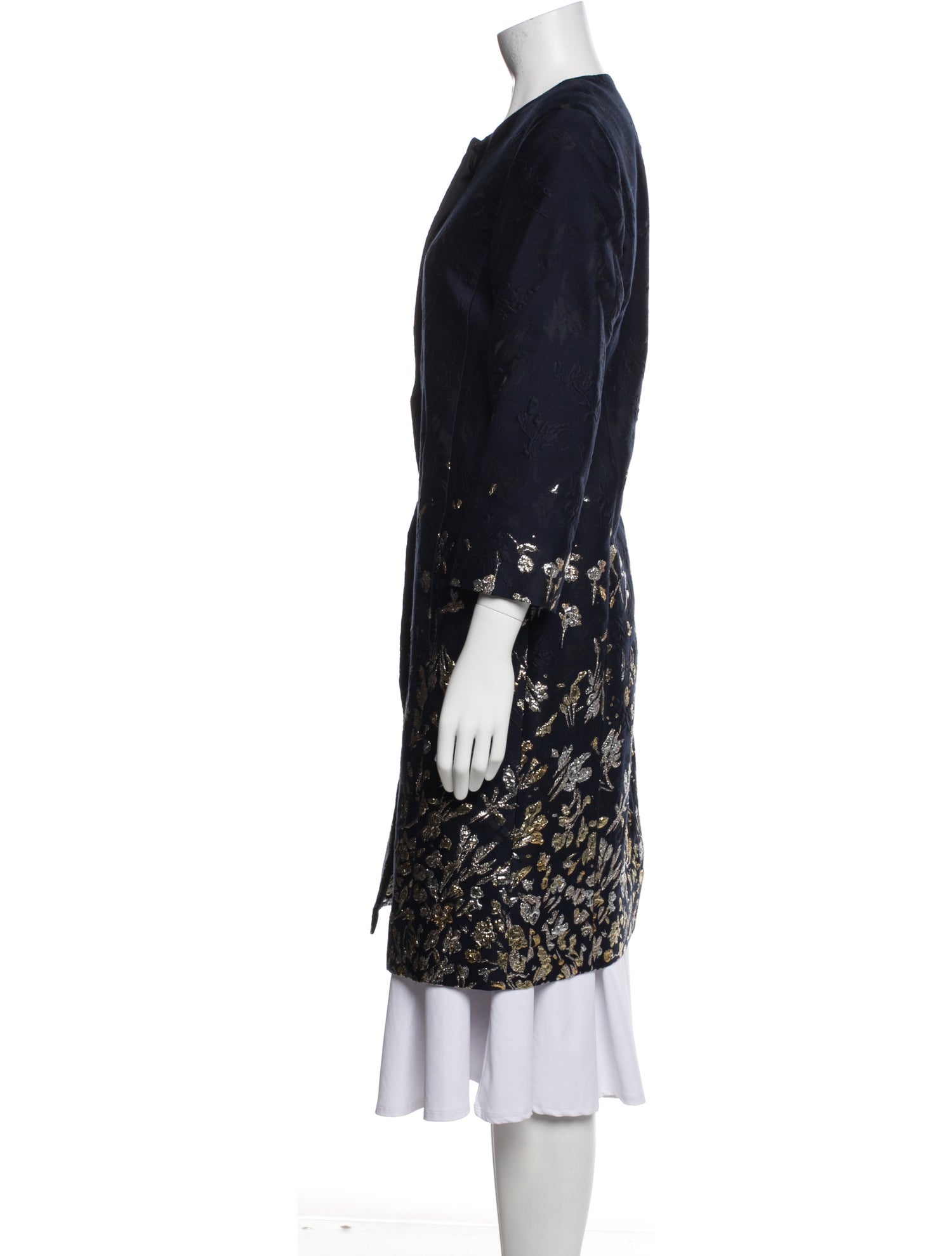 Oscar de la Renta Silk Floral Print Coat