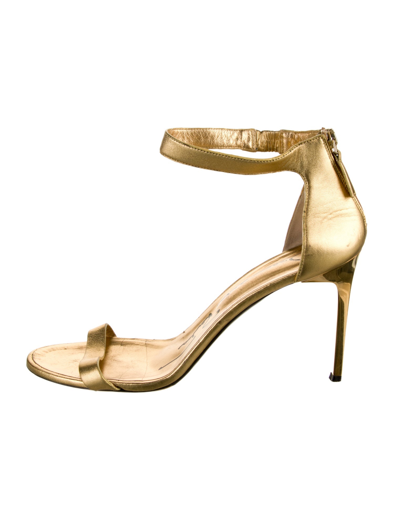 Oscar de la Renta Satin Crystal Embellishments Sandals