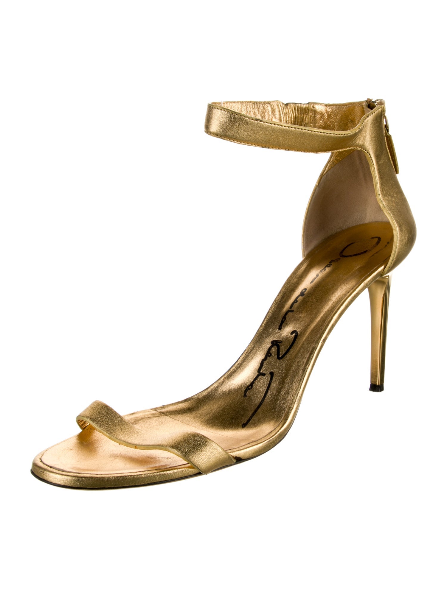 Oscar de la Renta Satin Crystal Embellishments Sandals