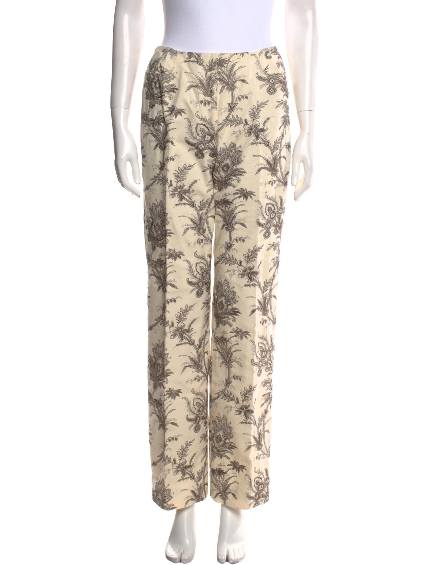 Oscar de la Renta Floral Print Straight Leg Pants
