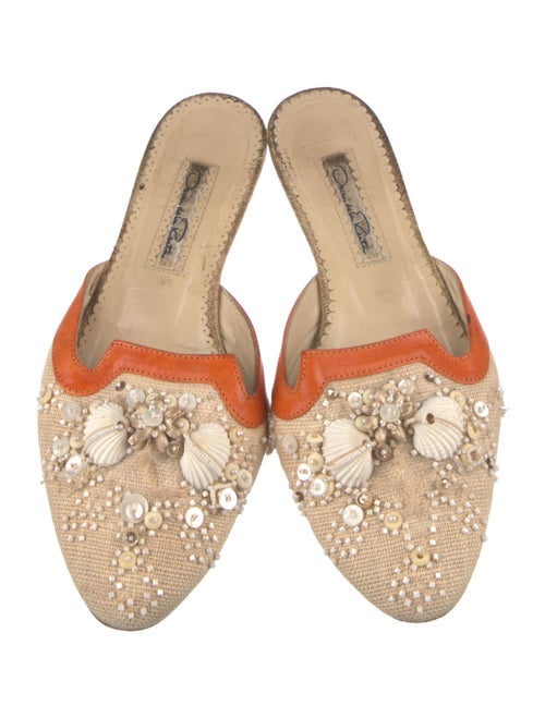 Oscar de la Renta Canvas Colorblock Pattern Mules