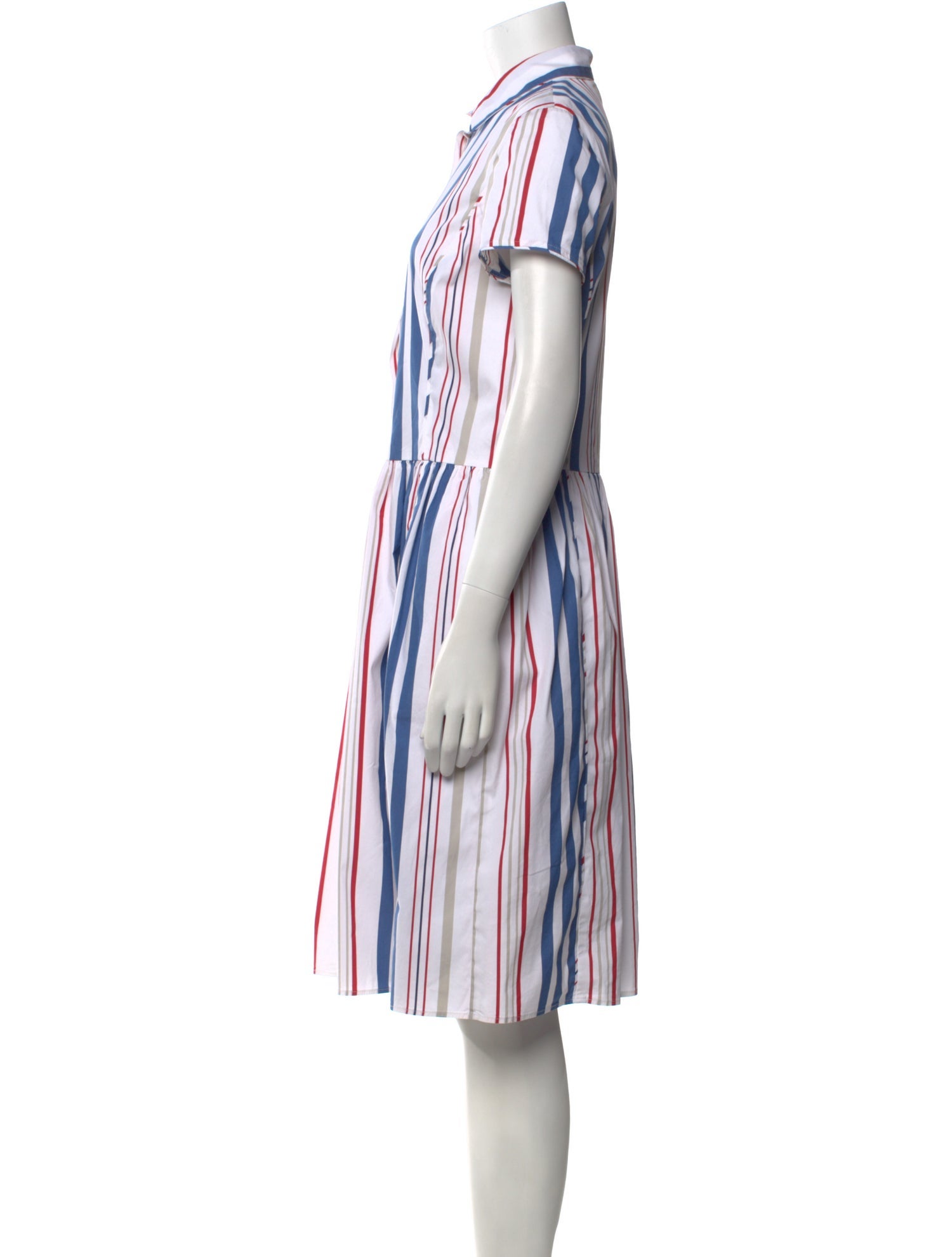 Oscar de la Renta Striped Midi Length Dress