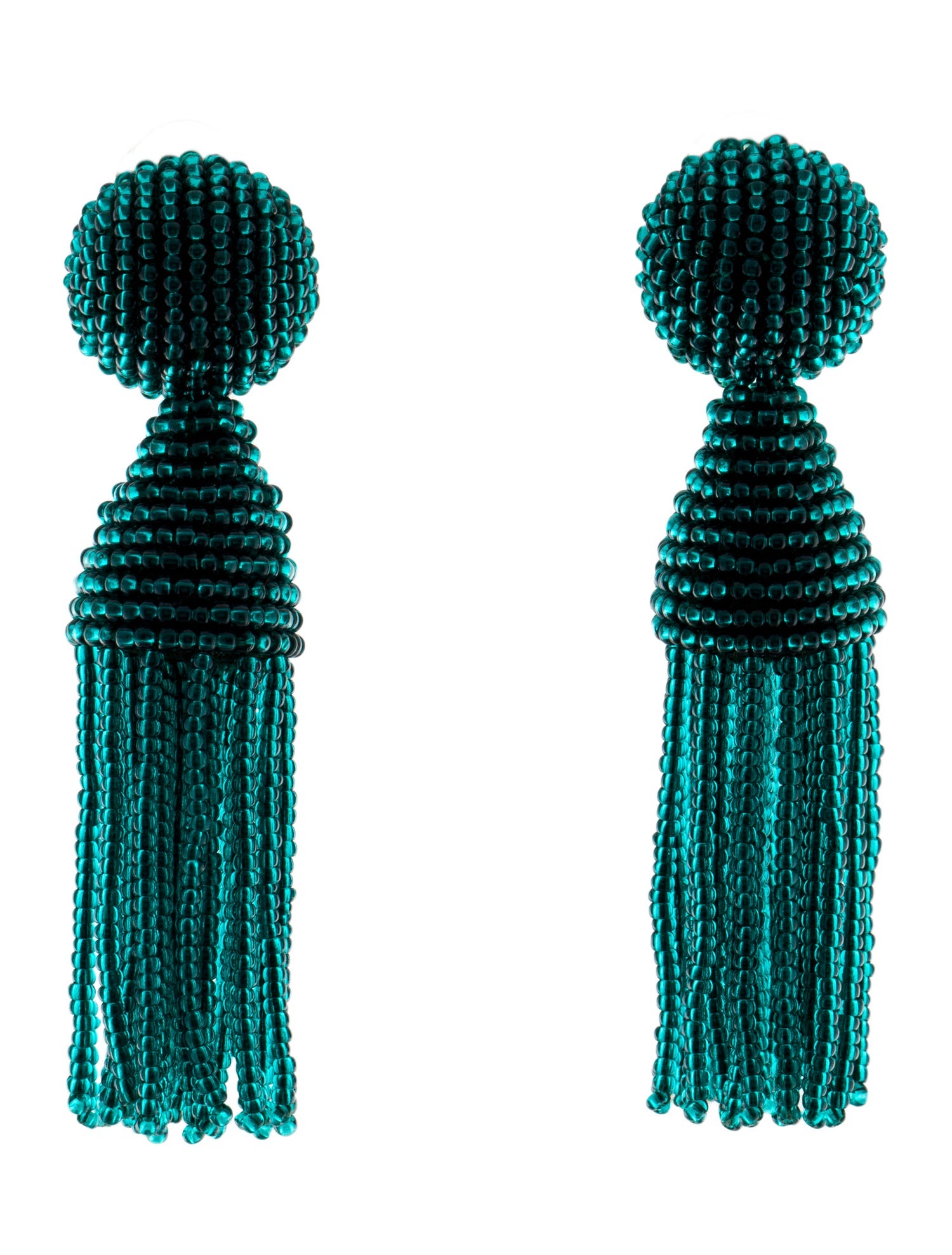 Oscar de la Renta Beaded Short Tassel Earrings