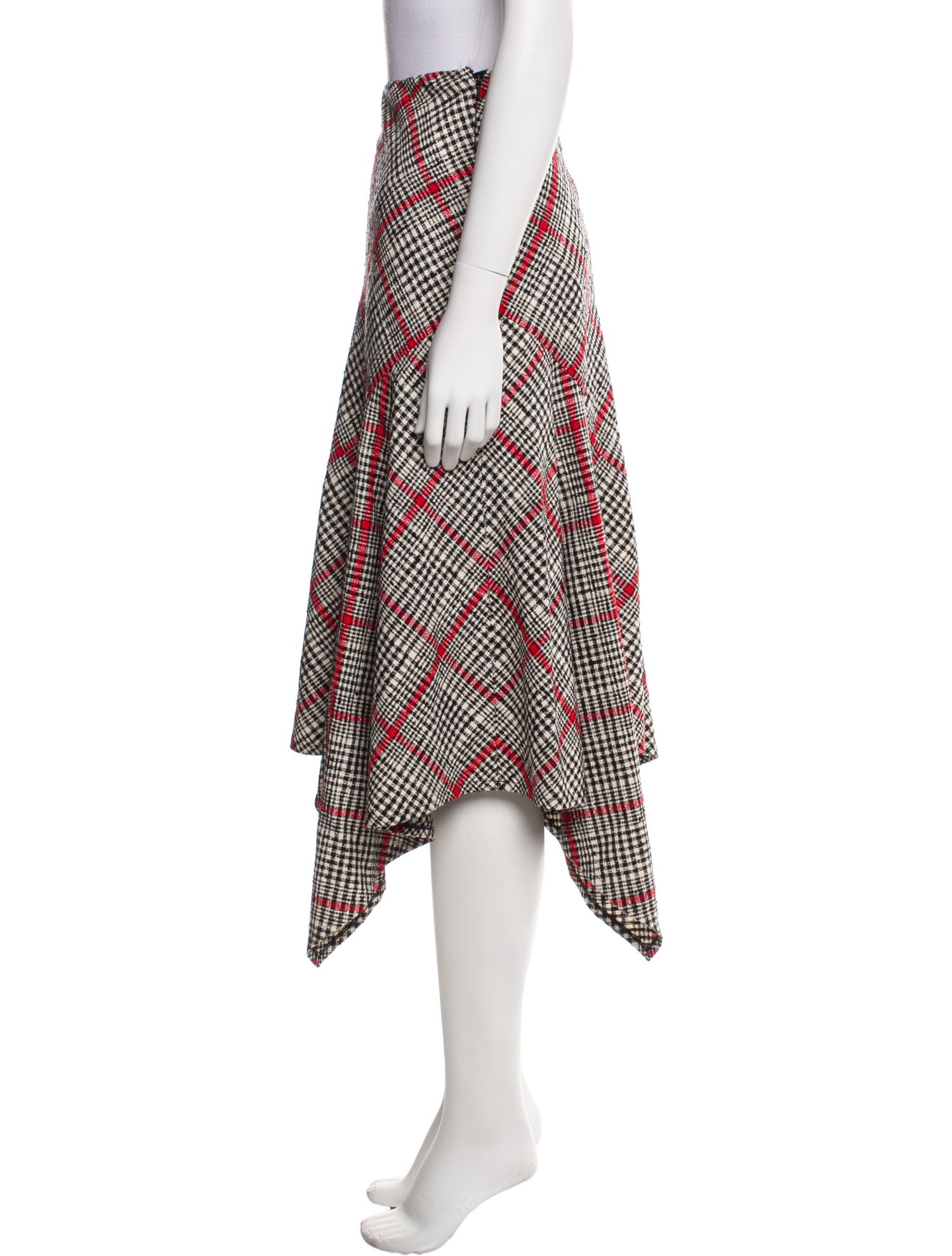 Oscar de la Renta Plaid Print Midi Length Skirt