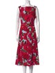 Oscar de la Renta Floral Print Midi Length Dress