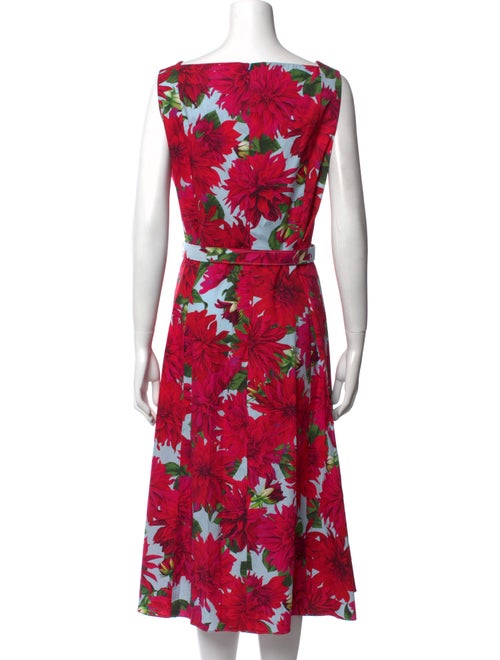 Oscar de la Renta Floral Print Midi Length Dress