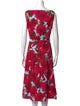 Oscar de la Renta Floral Print Midi Length Dress
