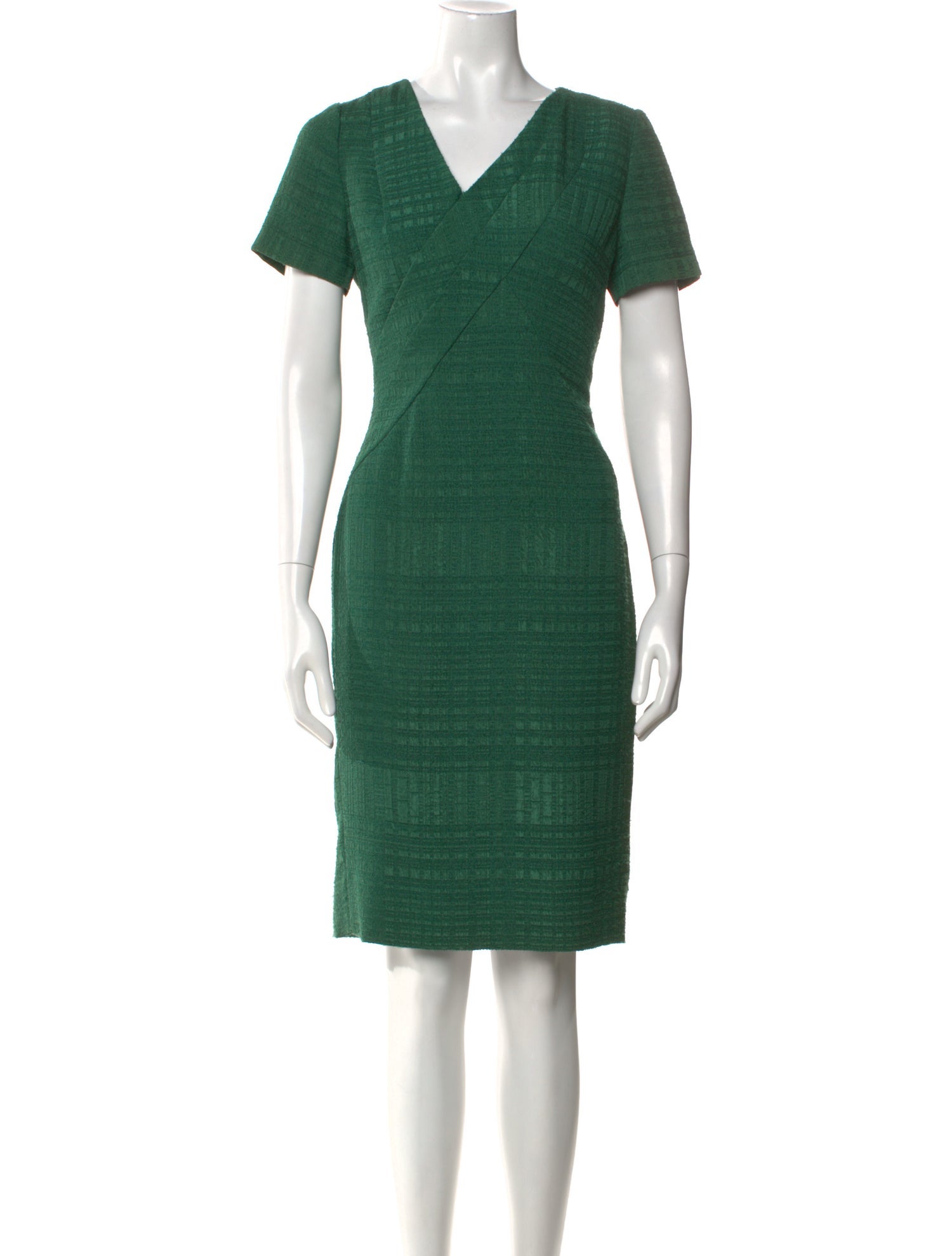 Oscar de la Renta V-Neck Midi Length Dress