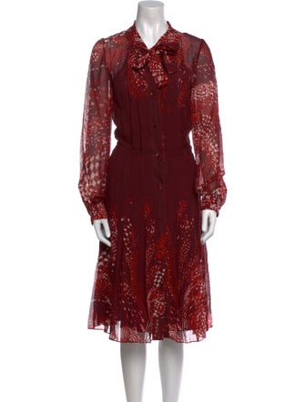 Oscar de la Renta Printed Midi Length Dress