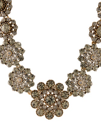 Oscar de la Renta Crystal Flower Collar Necklace