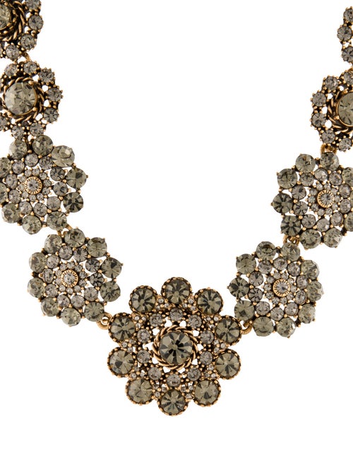 Oscar de la Renta Crystal Flower Collar Necklace