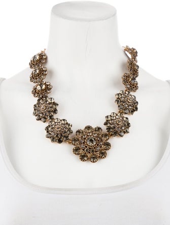 Oscar de la Renta Crystal Flower Collar Necklace