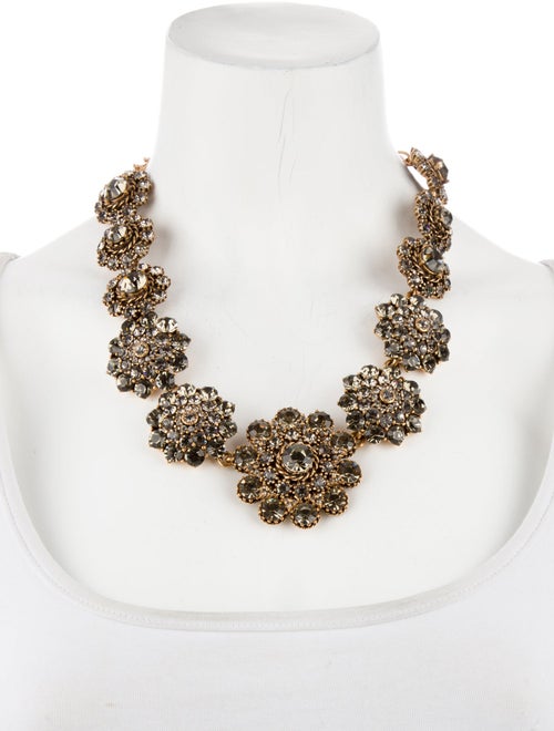 Oscar de la Renta Crystal Flower Collar Necklace