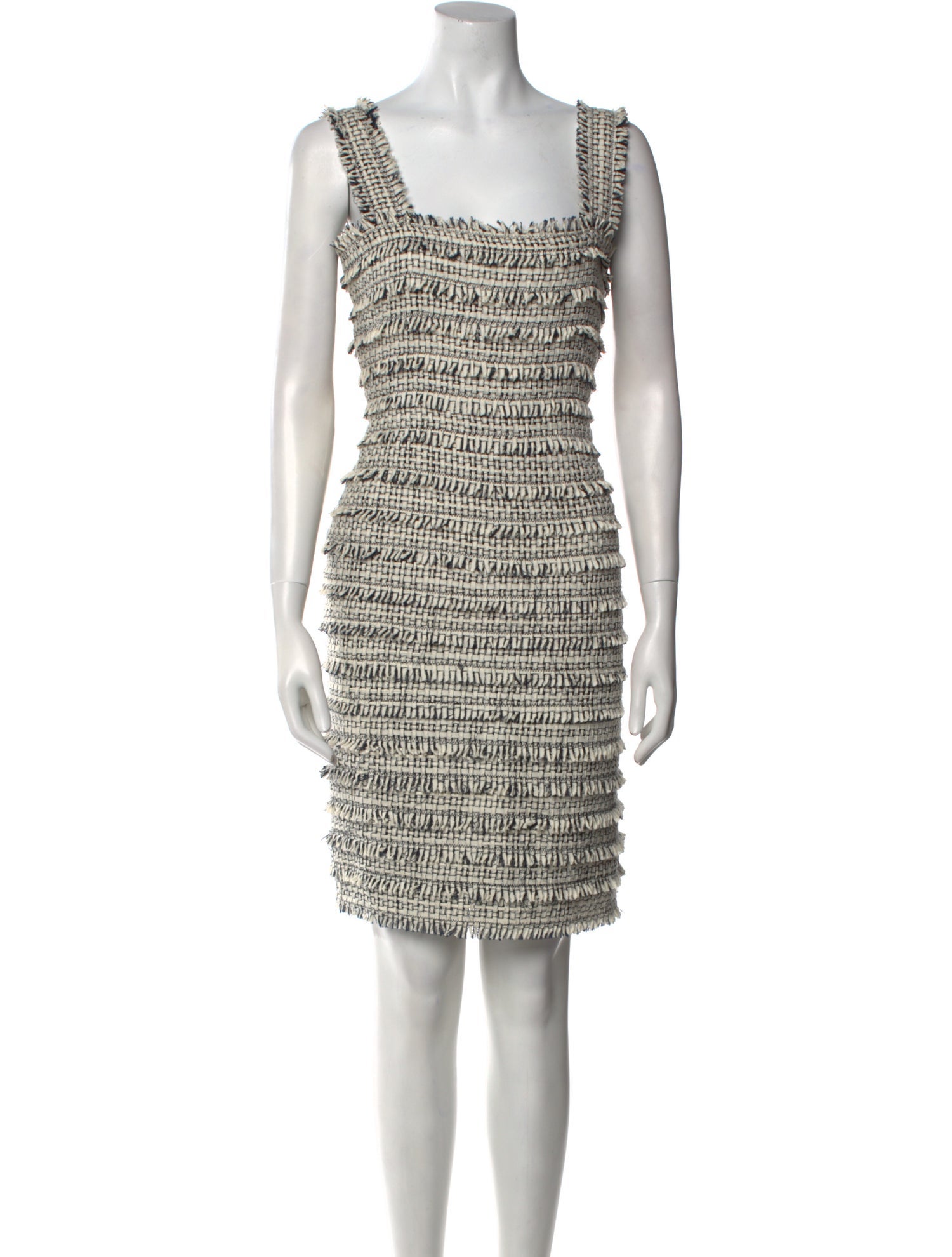 Oscar de la Renta Square Neckline Knee-Length Dress